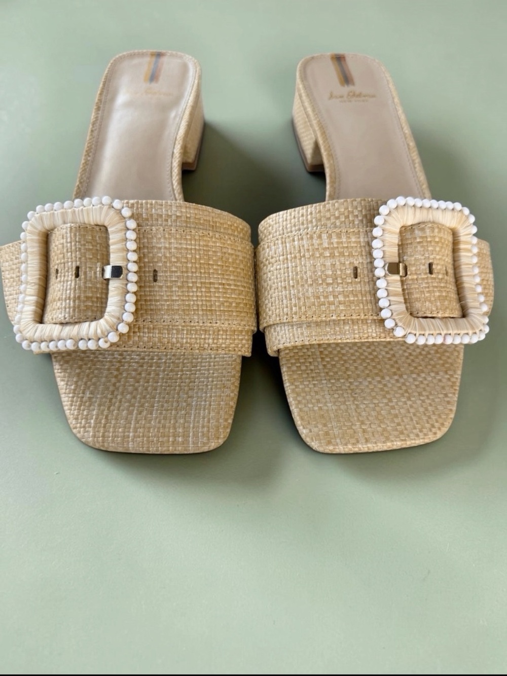 Sam Edelman Raffia Deacon Buckle Slide Sandals - Size 8.5 - Picture 3 of 14